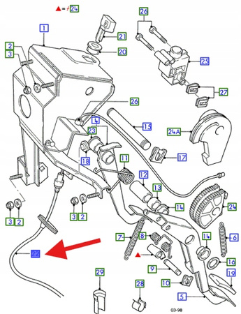 CIĘGŁO STEROWANIE SPRZĘGŁEM 2.0 FORD TRANSIT 1996- 1086288 _ 99VB-7K553-BA
