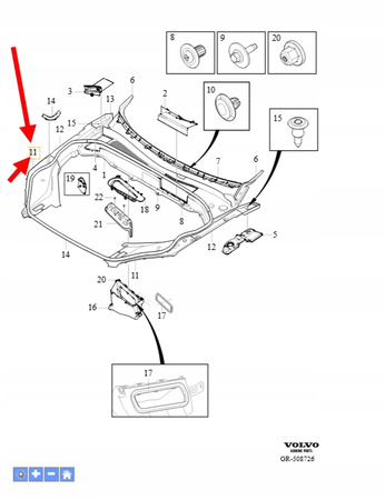 OSŁONA PASA PRZEDNIEGO LEWA VOLVO XC90 2016- OEM/OE 31442733