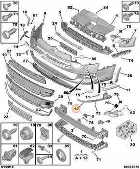LISTWY ZDERZAKA PRZEDNIEGO LEWA PRAWA KOMPLET CITROEN C5 X7 OE 7414YA