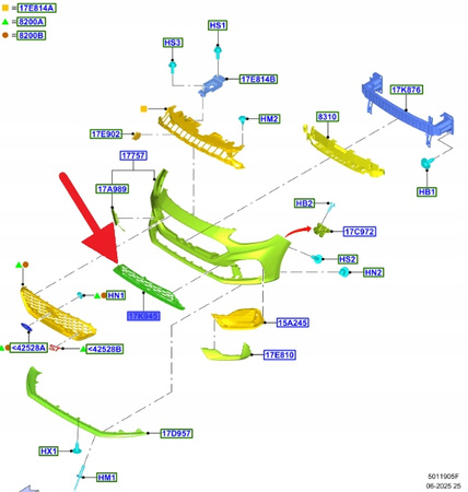DOLNA KRATKA ZDERZAKA PRZÓD FORD FIESTA 2018- 2353035 _ K1BB-17K945-A1C