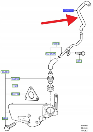 PRZEWÓD SKRZYNI KORBOWEJ 1.8 2.0 DURATEC FOCUS 98- 1076244 _ 988F-6N664-BA