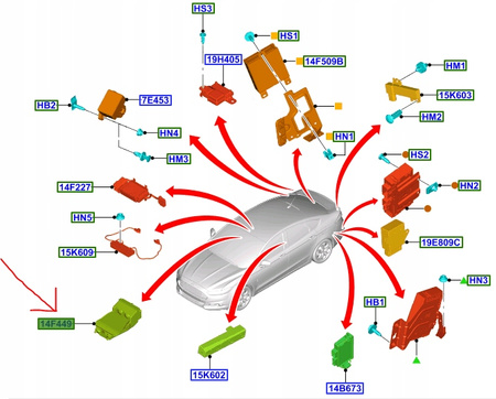 CZUJNIK ZAPOBIEGANIA KOLIZJI FORD MONDEO Mk5 2014- _ 1903081 _ DG9T-14F449-AG