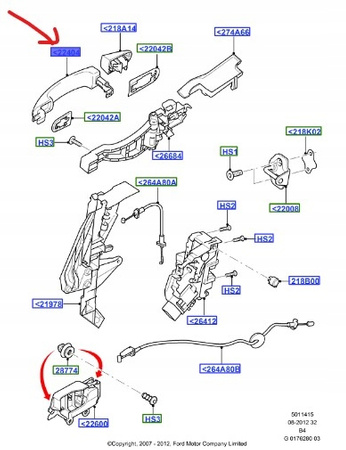 KLAMKA ZEWNĘTRZNA DRZWI PRZÓD FOCUS KUGA C-MAX 1305822 _ 3M51-R22404-ACXWAA