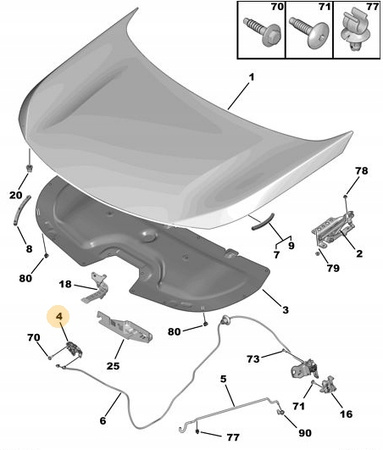 ZAMEK MASKI POKRYWY SILNIKA CITROEN C5 AIRCROSS OE 9830070480