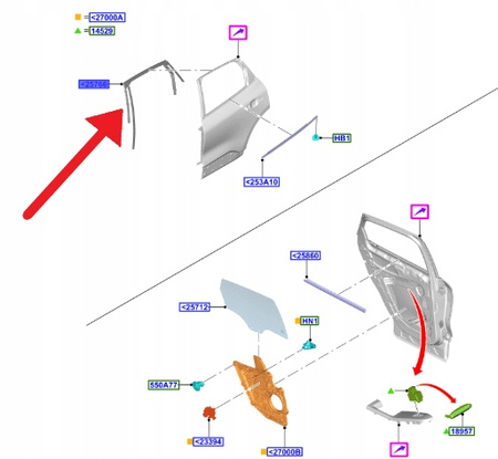 USZCZELKA SZYBY DRZWI PRAWY TYŁ FORD KUGA 2020- 2636527 _ LV4B-S25824-CE