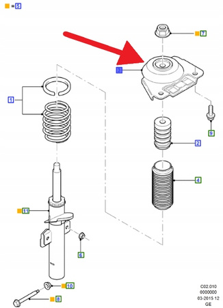 WSPORNIK GÓRNY AMORTYZATORA TYŁ MONDEO 2002- 07 OE 1303626 _ 2S71-18198-BB