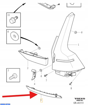 ODBLASK ZDERZAKA LEWY TYŁ VOLVO S60 V60 CC 2019- OE 31656586