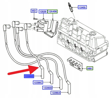 PRZEWÓD ZAPŁONOWY CYLINDER 4 1.6 ZETEC FUSION 2002- 1319063 _ XS6F-12287-B4