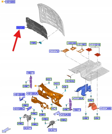 WYGŁUSZENIE MASKI FORD MUSTANG 2015- 2017 OE 2013382 _ GR3B-6316738-AB