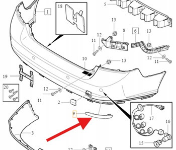 ODBLASK ZDERZAKA PAWY TYŁ VOLVO S40 V50 2008- OE 30763346