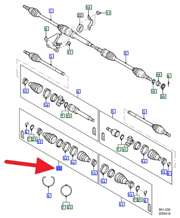 ZESTAW OSŁON PRZEGUBÓW PRZÓD 2.0 FORD TRANSIT 2000- 4721933 _ 3C11-4A084-AC