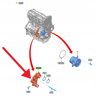 KRÓCIEC POMPY WODY 2.0 ECOBLUE MONDEO SMAX GALAXY 2380217 _ HG9Q-8A544-BA