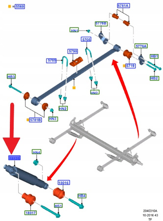 AMORTYZATOR TYLNY FORD TRANSIT CUSTOM 2012- OE 2001566 _ FK21-18080-DB