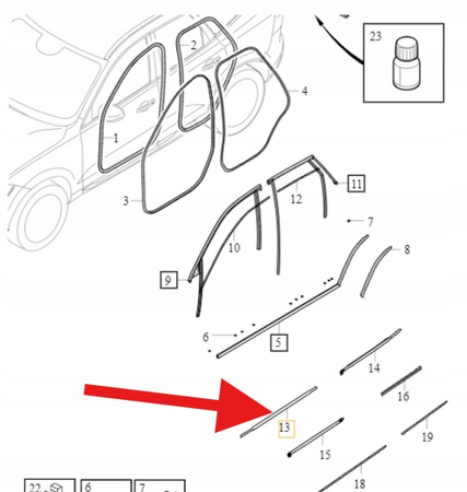 LISTWA ZGARNIAJĄCA DRZWI PRAWY PRZÓD VOLVO XC60 2018- OE 32229815