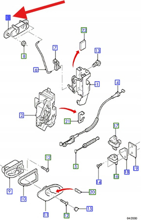 KLAMKA ZEWNĘTRZNA DRZWI PRAWY TYŁ MONDEO 92- 00 1105200 _ 93BB-F26600-AR