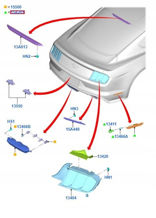 ODBLASK TYLNY PRAWY FORD MUSTANG MK6 2015- _ 5290201 _ FR3B-15A456-BA