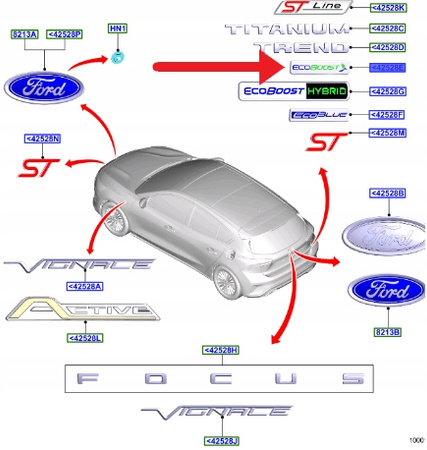 EMBLEMAT "ECOBOOST" TYŁ FIESTA COURIER CONNECT 13- 1830629 _ DM51-A42528-AA