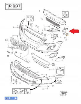 MOCOWANIE ŚLIZG ZDERZAKA PRZÓD PRAWA VOLVO XC60 2009- R-Design OE 30763436