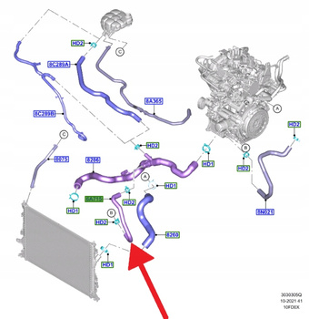 PRZEWÓD CHŁODZENIA WODY 1.0 EB FORD FOCUS 2018- 2267291 _ JX61-8N039-FB
