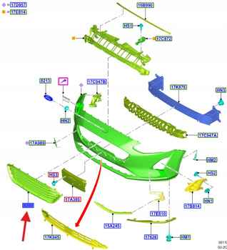ATRAPA GRILLA ZDERZAKA FORD OE FOCUS 2018-2022 2292764 _ JX7B-8200-BB