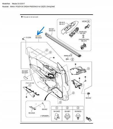 Boczek prawy drzwi przednich - Mazda CX-3 DK_DM0R68420 02