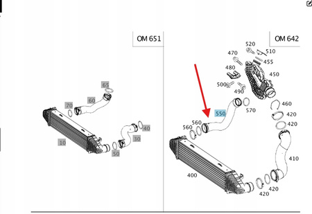 PRZEWÓD RURA INTERCOOLERA PRAWA DIESEL MERCEDES GLK W204 OE A2045282482