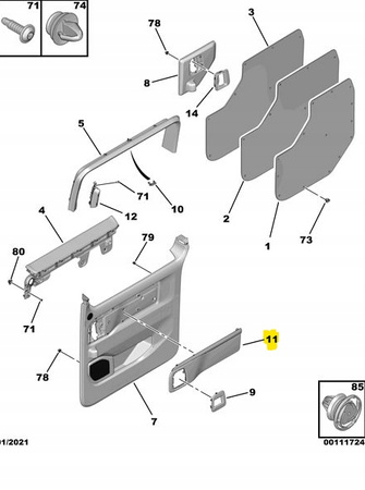 Tabliczka płata drzwiowego prawa Citroen OE 98099821ZD