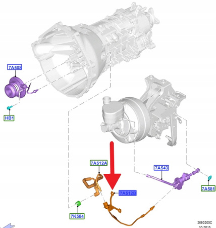 PRZEWÓD SPRZĘGŁA MANUAL 5.0 V8 FORD MUSTANG 18- OE 2327509 _ KR33-7K592-AB