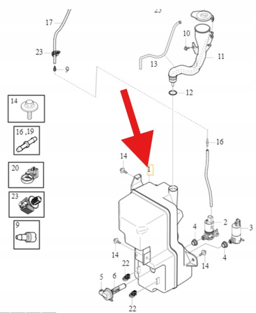 ZBIORNIK PŁYNU SPRYSKIWACZY VOLVO XC40 EX40 2018- OE 32274693