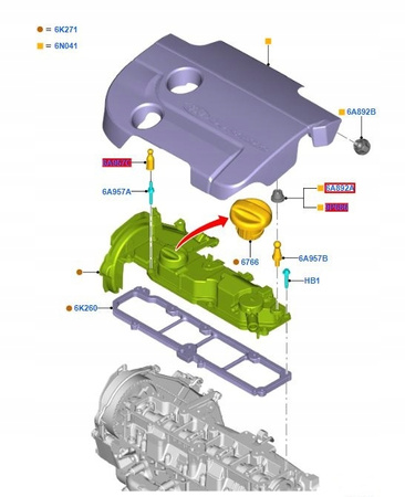 TULEJA/PODUSZKA POKRYWY SILNIKA FORD _ 1434444 _ 4M5G-6A994-AA