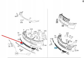 ŚRODKOWA KRATKA ATRAPA ZDERZAKA MERCEDES VITO W636 W639 OE A6398850153