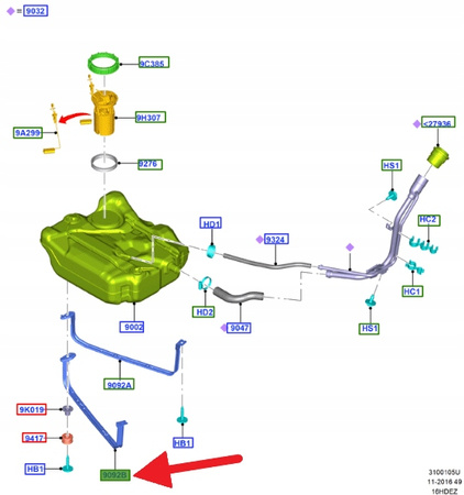 MOCOWANIE ZBIORNIKA PALIWA FORD C-MAX FOCUS 2010- 1733398 _ AV61-9057-AC