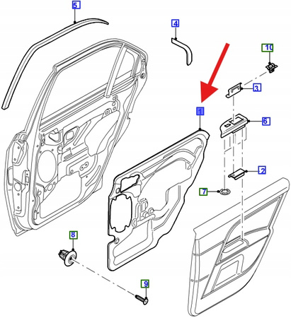 OSŁONA PANEL DRZWI LEWY TYŁ FORD MONDEO 2000- OE 1365753 _ 1S71-F24787-AK