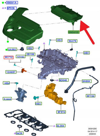 OSŁONA SILNIKA GÓRNA 2.0 TDCi FORD KUGA MONDEO OE 1683664 _ 9M5Q-6N041-CA