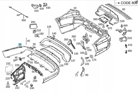 ZDERZAK TYLNI MERCEDES BENZ GLE GLA W166 X166 166 A1668850000 A1668850300
