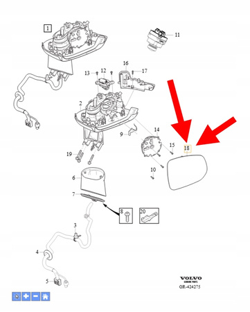 SZKŁO WKŁAD LUSTERKA LEWEGO VOLVO XC90 2016- OEM/OE 31395523