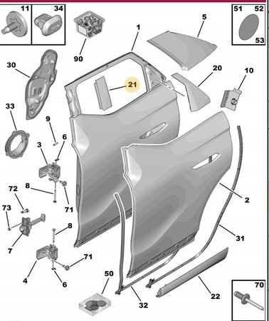 LISTWA OZD DRZWI TYLNYCH LEWO DS 3 CROSSBACK CITROEN OE 9820822780