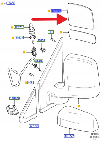 PRAWY WKŁAD SZKŁO LUSTERKA FORD CONNECT 2002- OE 4440216 _ 2T14-17K741-AA