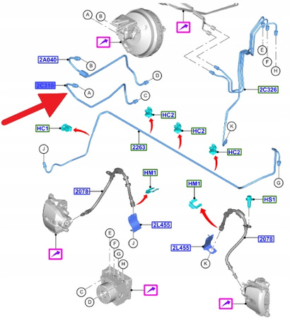 PRZEWÓD HAMULCOWY PRZÓD C-MAX FOCUS 2014- OE 2079060 _ ED8C-2234-AC