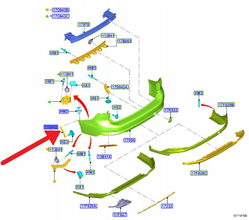 LISTWA ZDERZAKA PRAWY TYŁ FORD FOCUS KOMBI 2018- 2352408 _ JX7B-286F58-BB