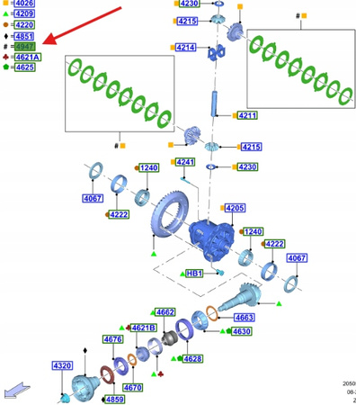 ZESTAW DYSTANSÓW DYFERENCJAŁU FORD MUSTANG 15- 23- 5299011 _ FR3W-4947-AA