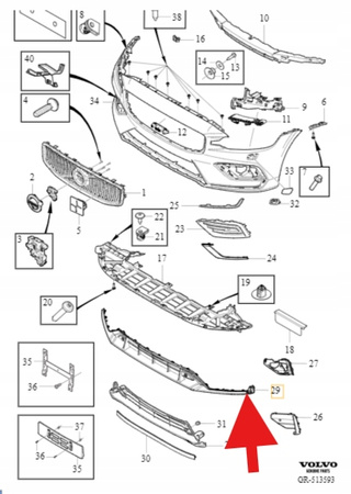DOLNA KRATKA ATRAPA ZDERZAKA PRZÓD R-DESIGN VOLVO S60 V60 2023- OE 31655080