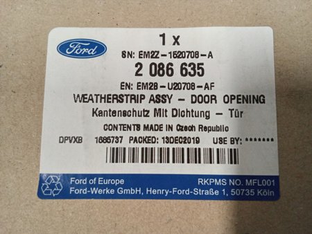 USZCZELKA WNĘKI DRZWI PRZEDNICH FORD GALAXY Mk4 2086635 _ EM2B-U20708-AF