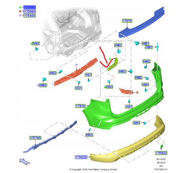 ŚLIZG UCHWYT ZDERZAKA PRAWY TYŁ FORD EDGE Mk2 2018- 2411025 _ KT4B-17E850-AE
