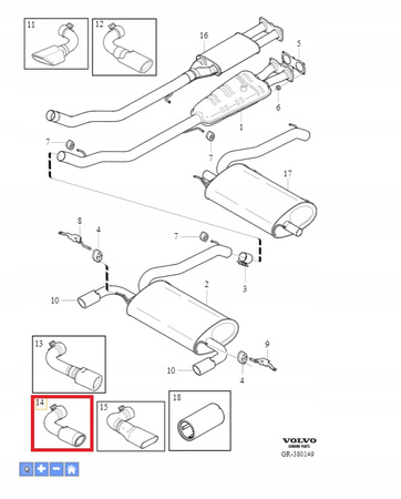 KOŃCÓWKA WYDECHU PRAWA D5 2.4 2.0 B6 3.0 VOLVO XC60 V60 S60 OE _ 31392522