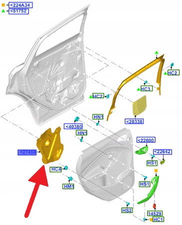 OSŁONA WEWN DRZWI PRAWY TYŁ FORD KUGA 2012- OE 2256089 _ CV44-S27458-AB
