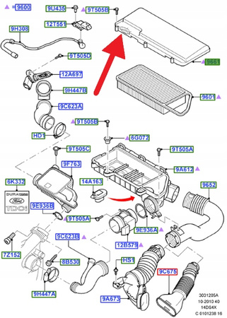POKRYWA FILTRA POWIETRZA 1.4 TDCi FIESTA FUSION OE 1149656 _ 2S6Q-9661-AA