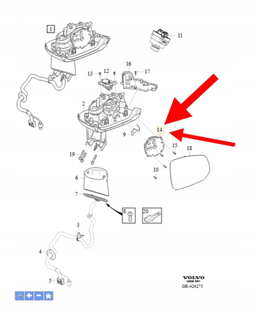 SILNICZEK STEROWANIA PRAWE LUSTERKO VOLVO XC90 2016- XC60 OEM/OE 31402431