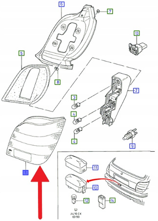 LAMPA TYŁ PRAWA FORD FIESTA 1989- 1996 OE 7070864 _ 89FG-13A602-BC