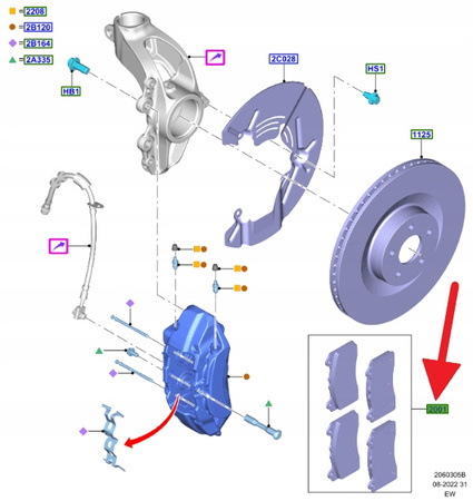 KLOCKI HAMULCOWE PRZÓD FORD FOCUS Mk3 RS 2016- OE 2003984 _ G1FY-2K021-AB